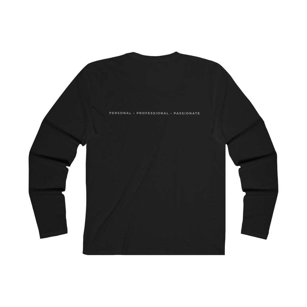 Men's Long Sleeve Crew Tee with Slogan on Back